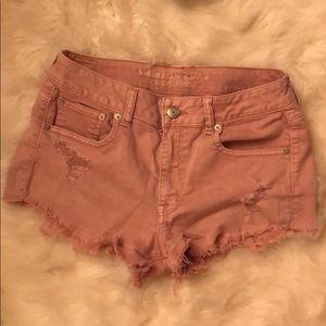 AMERICAN EAGLE DESTRESSED HI WAIST SHORT